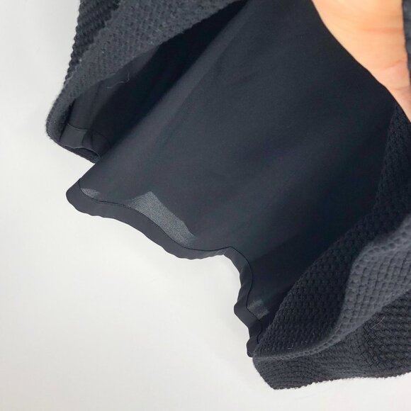 St John Black Textured Jewel Neck Pleated A-Line Short Sleeve Dress size ~S - Picture 9 of 16